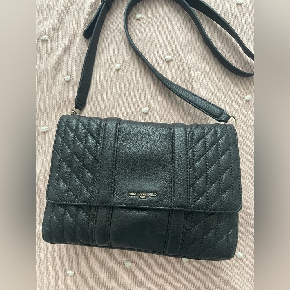 Karl Lagerfeld Black Quilted Crossbody Bag